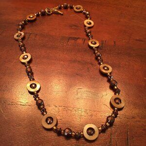 Bead and Brushed Gold Necklace